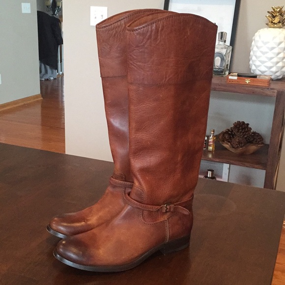 frye melissa seam tall cognac